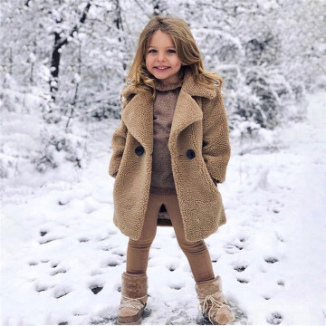 2021 New Children Toddler Baby Girls Long Sleeve Winter Spring Solid Windproof Coat Thicken Warm Pocket Outwear Kids Winter Coat