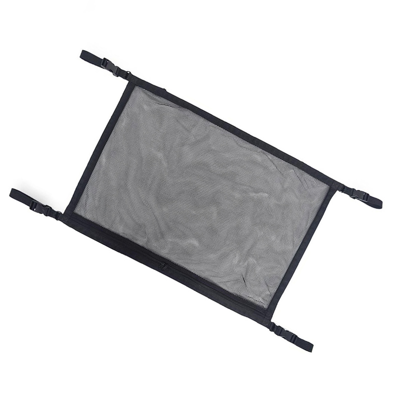 Car Ceiling Storage Bag Black Polyester Mesh Breathable Zipper Storage Bags Adjustable Auto Stowing Tidying Interior Accessories