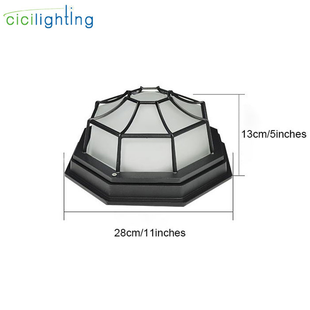 Antique Black Bronze led Outdoor Ceiling Light E27 or 12W led Flush Mount Lamp for Outdoor Pathway Walkway Balcony Lighting