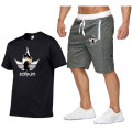 Fitness Summer Print Men Shorts+T shirt Men's Suit 2020 new Pocket zip set 2 Pieces men Sets Male Men Clothing Sportswear Set