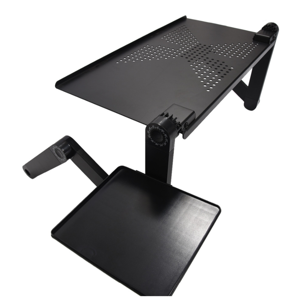 Portable Foldable Adjustable Laptop Desk Computer Table Stand Tray For Sofa Bed Black