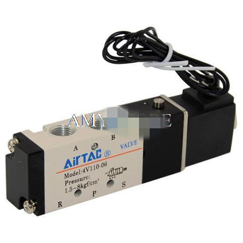 4V110-06 1/8" BSP DC 12V/24V AC 24V/110V/220V 5 way 2 position Pneumatic Electric Solenoid Valve Air Aluminum