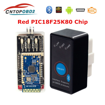 ELM327 V1.5 Red PIC18F25K80 Chip Bluetooth OBD2 J1850 elm327 v1.5 With Power Switch Button OBDII ELM 327 Diagnostic tool Scanner
