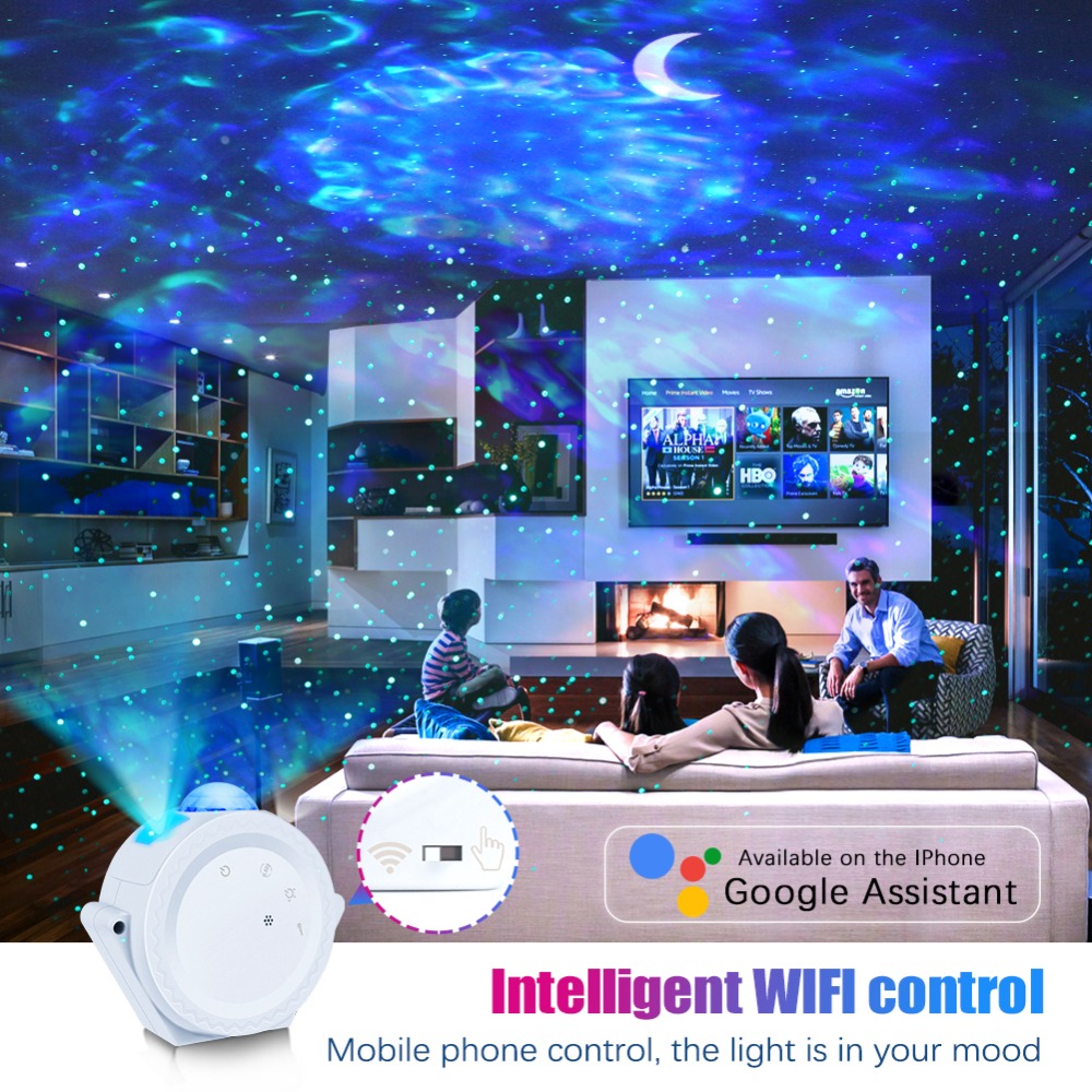 Smart Wifi Projector Light Control Galaxy LED Light Stars Moon Projector USB Party Night Light Home Decor Christmas gift D30