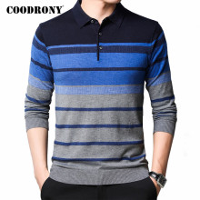 COODRONY Brand Sweater Men Spring Autumn Pull Homme Casual Turn-down Collar Pullover Mens Striped Knitwear Shirt Clothing C1053