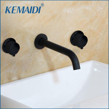KEMIDI New Bathtub Basin Black Brass Bathroom Sink Mixer Tap Faucet 3 Pcs Black Faucets Dual Handle Sink Mixer Tap