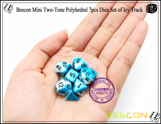 Bescon Mini Two-Tone Polyhedral 7pcs Dice Set of Icy Track-6