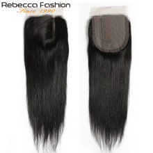 Rebecca Remy Hair 5*6 Lace Closure L Deep Part Lace Closure Malaysia Straight Human Hair Closure With Baby Hair 10-20 Inch