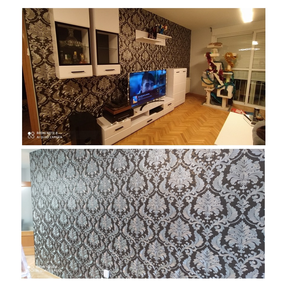 Luxury Modern Metallic 3D Damask Vinyl Wallpaper Wall Paper Bedroom Living Room Wallpapers Roll Silver Grey,Black,Red,Brown