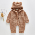 Baby Clothes Newborn Baby Romper Cotton Keep Warm Girls Boys Winter Cartoon Bear Plush Jumpsuit Baby Go Out Clothing