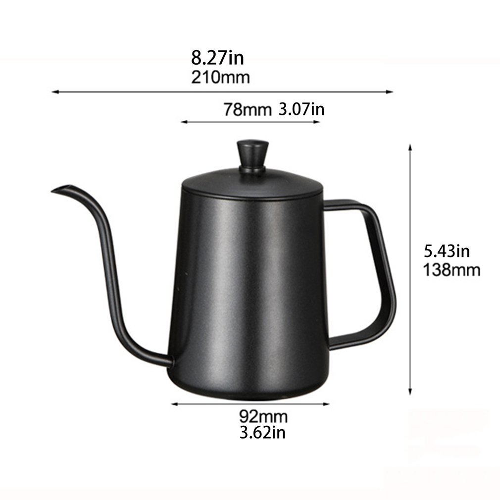 Stainless Steel Long Narrow Spout Coffee Pot Gooseneck Spout Drip Coffee Kettle with Lid for Home Kitchen Coffee Shop