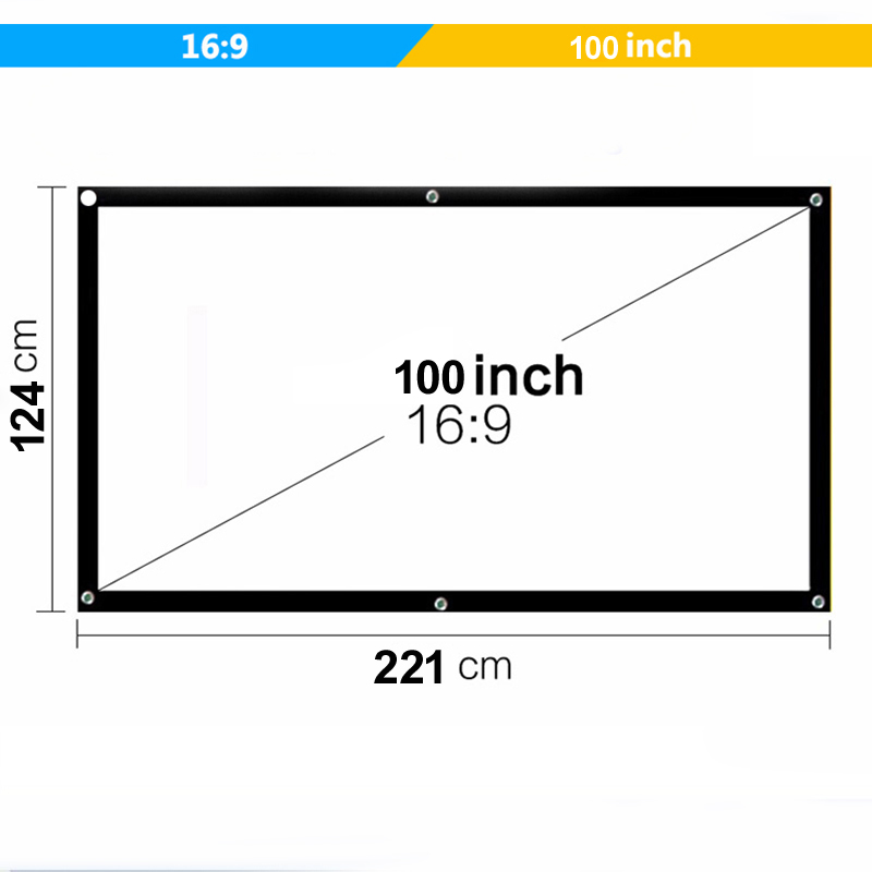 Vivicine Portable Projection Screen 100 inch 16:9 Projector Screen for Home theater LED Projector Proyector Beamer