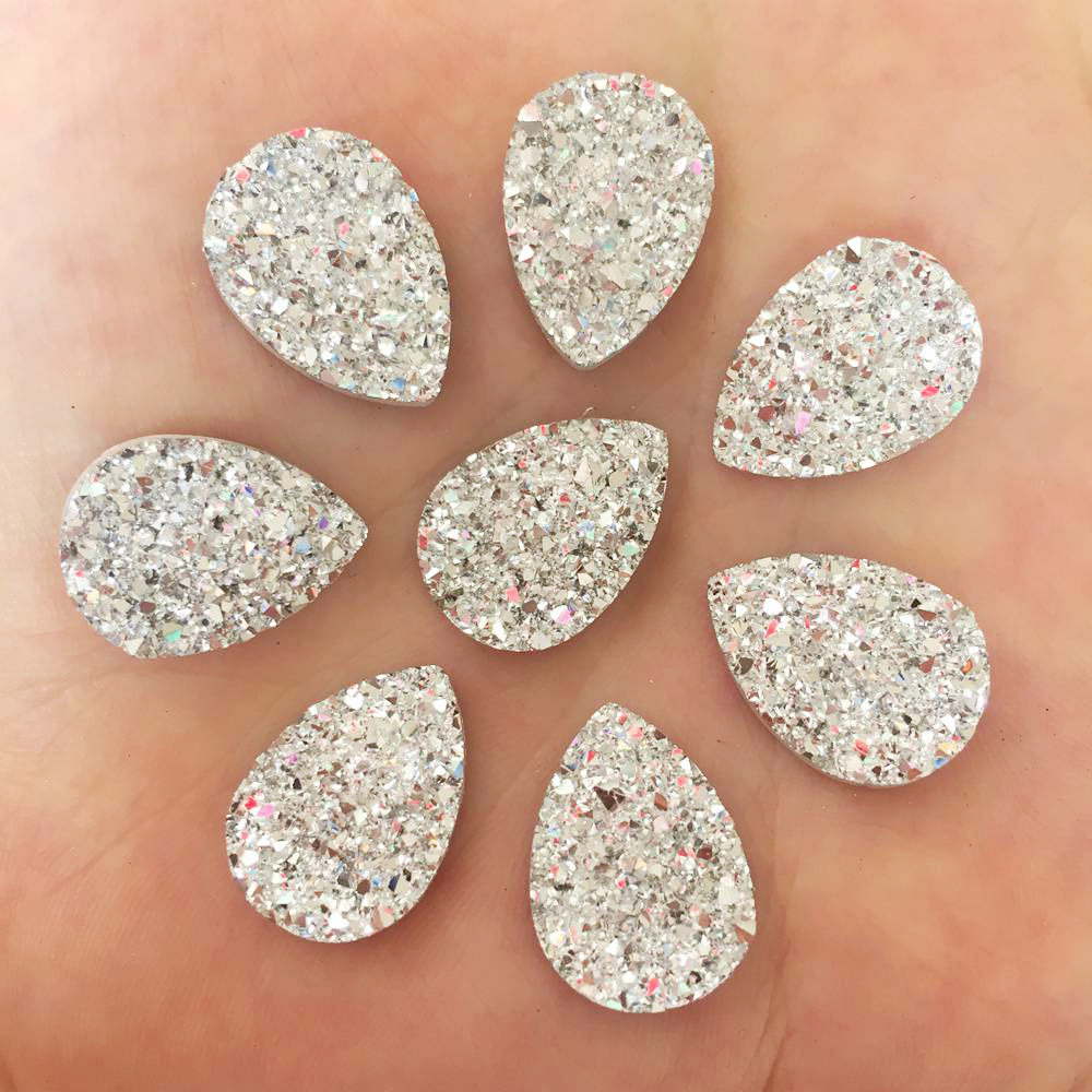 200pcs 13*18mm Shiny AB Resin Drop Irregular Surface Ore Crystal Flatback Rhinestone Ornaments DIY Wedding Appliques Craft W46*5