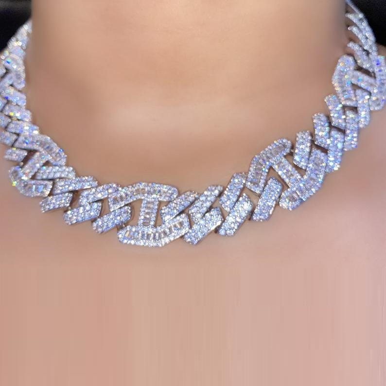 15" 16" 15mm 5A CZ cuban link chain choker necklace iced out bling hip hop big chunky women cuban necklaces