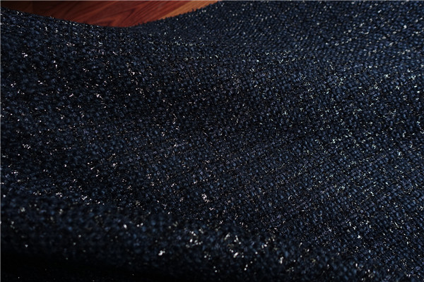 Free ship navy with shinning line weaved tweed fabric price for 1 meter