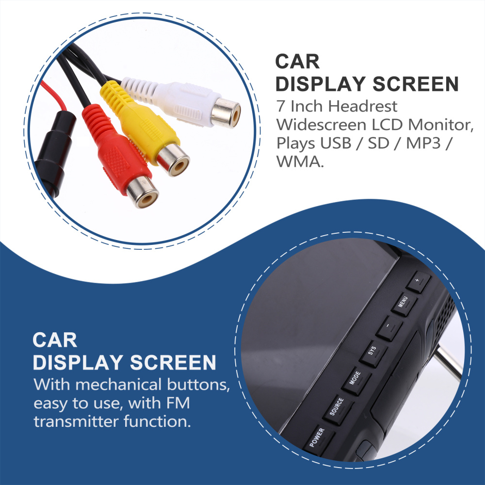 1 pc Headrest Display Screen 7-inch Video Player Monitor MP5 Screen for Auto Car