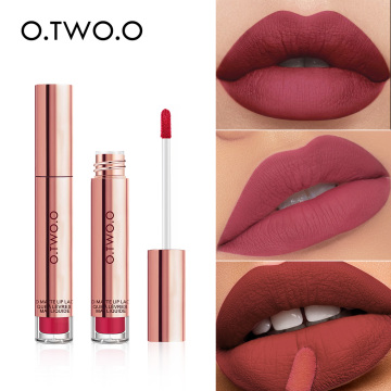 O.TWO.O Liquid Lipstick Matte Lips Makeup Super Waterproof Non Sticky Lip Gloss Dark Brown Lipstick Bulk Official Product