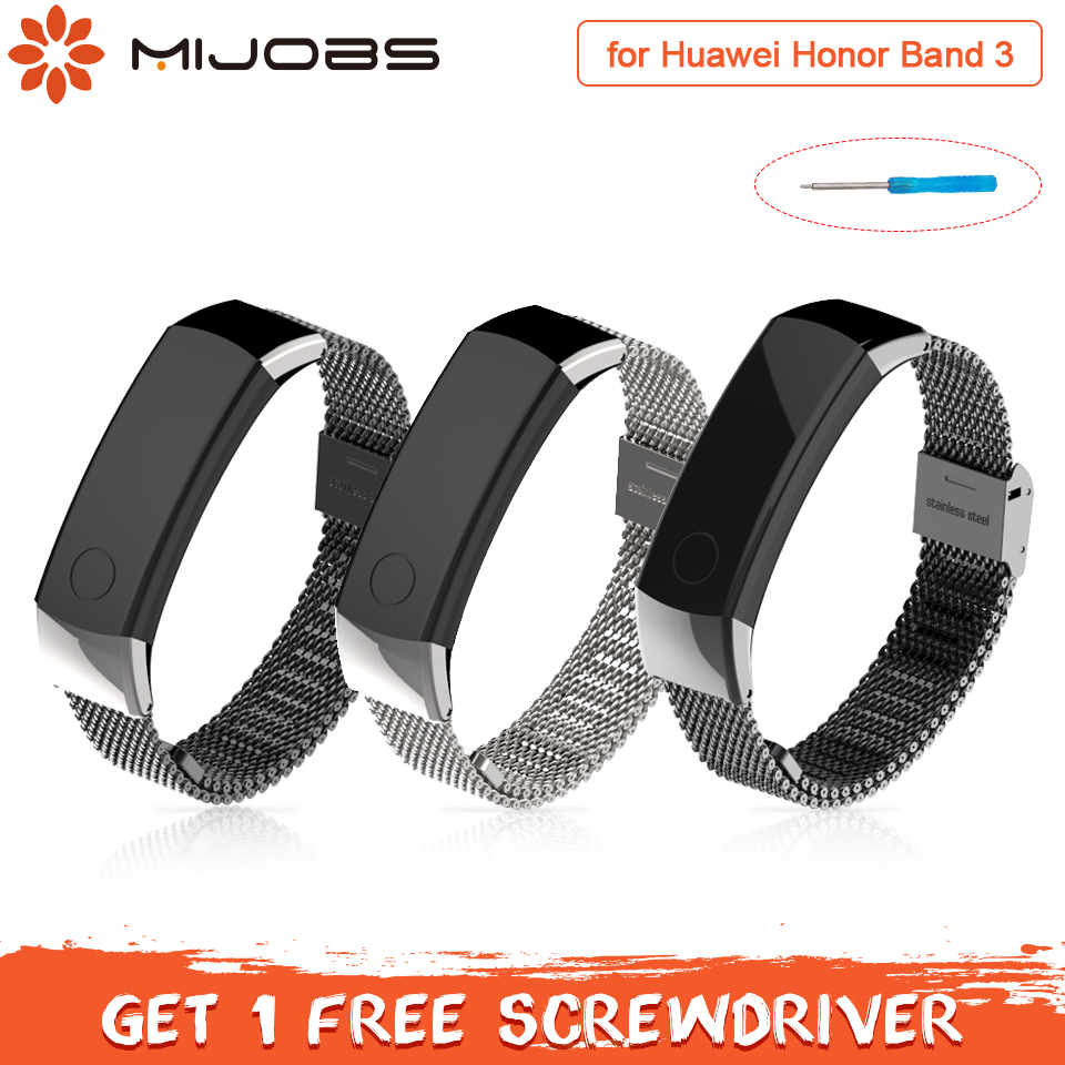 Bracelet Honor Band 3 Stainless Steel for Huawei Honor Band 3 Strap Metal Wristbands With Repair Tool Adjustable Accessory