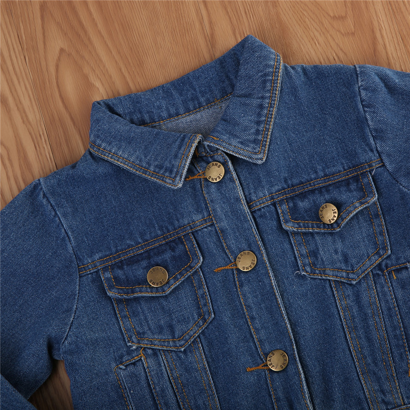 2020 autumn Toddler Kids baby Girls Denim Jean Jacket Button Coat Outwear solid color Tops 1-6Y outfits