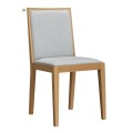 Solid Wood Dining Chair with Grey Fabric Cushion