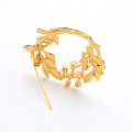 High Quality Enamel Gold Color Brooch Fresh Olive Branch Acrylic Pearls Pins For Women Suit Sweater New Arrival Jewelry