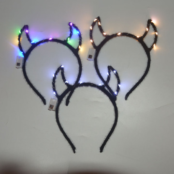 LED Blinking Flashing Devil Demon Headband Ear Headwear Glow Party Supplies Light up Gift For children and adult