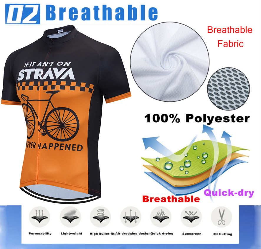 STRAVA Pro Cycling Clothing Men Cycling Set Bike Clothes Breathable Anti-UV Bicycle Wear Short Sleeve Cycling Jersey Set For Man