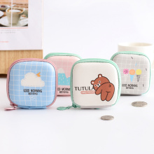 Korea creative mini portable PU clip holder cute simple small fresh student storage bag clip dispenser random 1 pcs