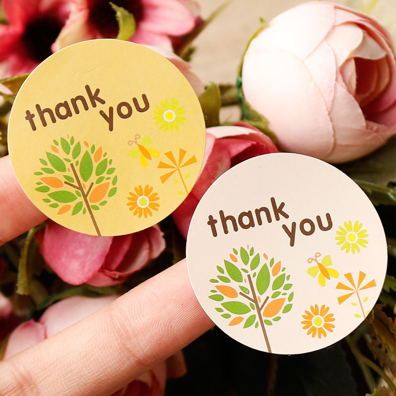 102PCS THANK YOU Seal Sticker Labels Gift Paper Stickers Tree Design for Gift Packaging DIY Party Wedding Decoration Dia. 3.5cm