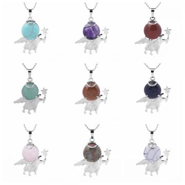 Fairy Rod Little Angel Pendant Necklace Natural Stone Teen Female Allegory Healing Guardian Gift 12pcs