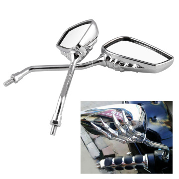 2pcs/Set Universal 8mm 10mm Motorcycle Chrome SKELETON Skull HAND Claw Side Mirrors Black Silver Rear View For Motorbike