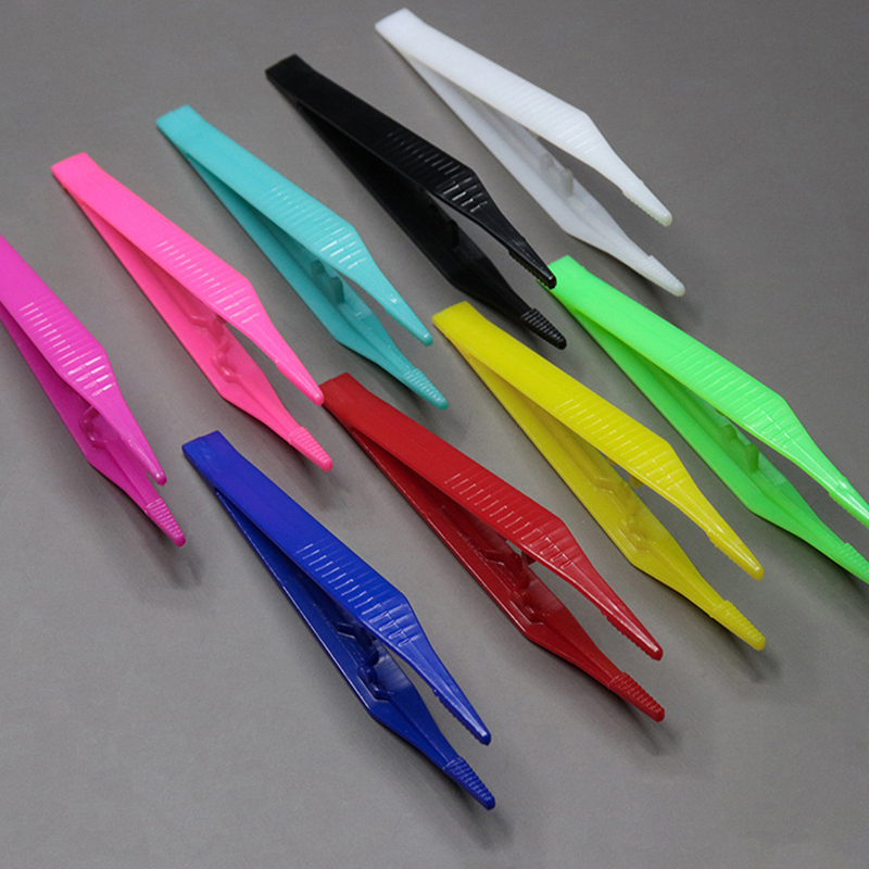 5pcs Plastic Tweezers Portable Beads Small Disposable Tweezers Hand Tools For Crafts DIY Jewelry Making 10.5cm