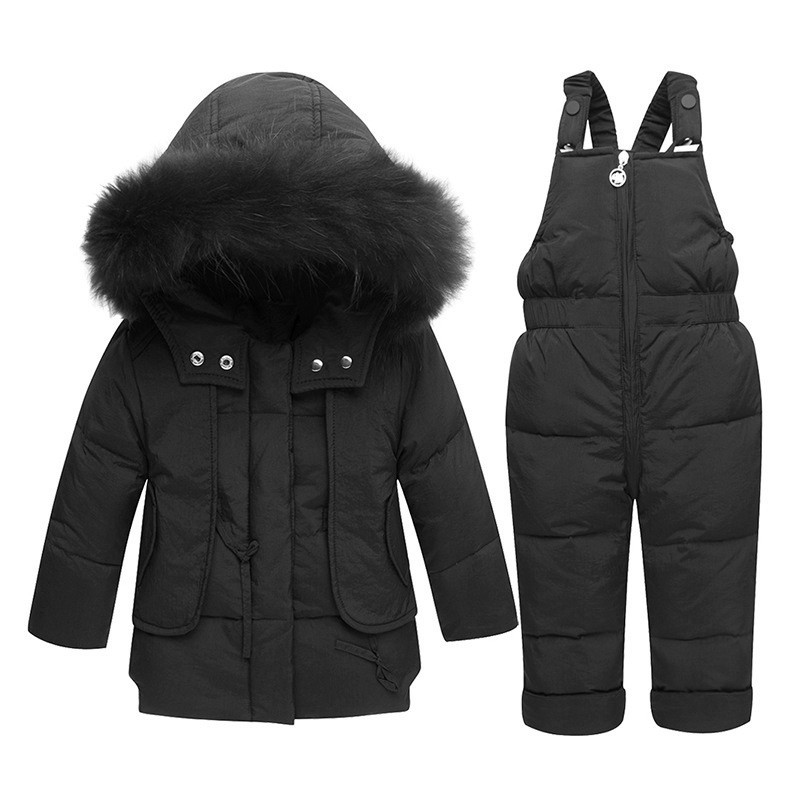 Infant Winter Clothing Baby Fur Snowsuit Hoodies Jacket Duck Down Toddler Girls Outfits Snow Wear Jumpsuit Snow Coats