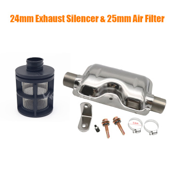 Car 25mm Air Filter + 24mm Exhaust Pipe Silencer Muffler Clamp Bracket Kit For Ebespacher Webasto Diesel Fuel Air Parking Heater