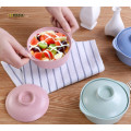 1PC Pure natural wheat straw Lovely Lunch Tray Dishes Soup Bowl with Lid Dinnerware Creative Plate Plastic Tableware LF 132