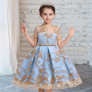 2020 Winter Retro Court Dress Kids Dresses For Girls Clothes Children Costume Embroidery Princess Party Dress Girl Flower Gown