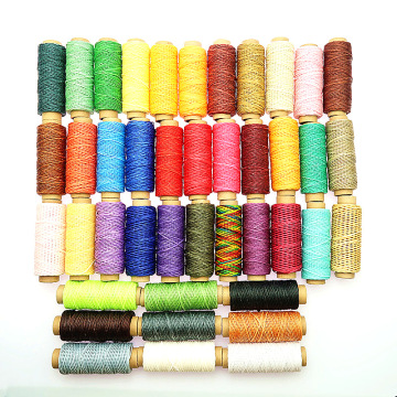 6pcs/set 50m 150D Woven 1mm Flat Wax Thread for DIY Leather Hand-Stitching Sewing Craft Leather DIY Material Sewing Thread Set