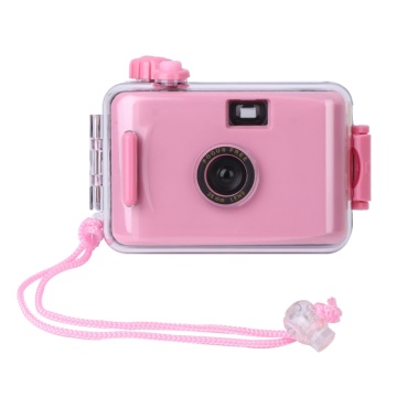 Kids Film Camera Vintage Film Camera Waterproof And Shockproof With Housing Case(Pink)