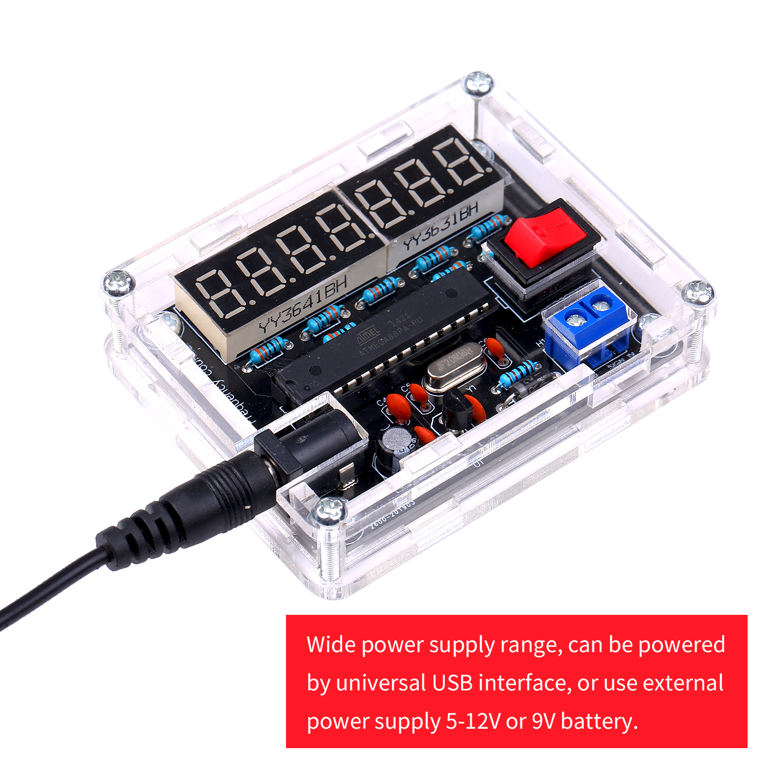 USB 5V-12V 10MHz Frequency Meter DIY Kit 0.000 001Hz Resolution Frequency Counter AVR Frequency Counter Cymometer Measurement