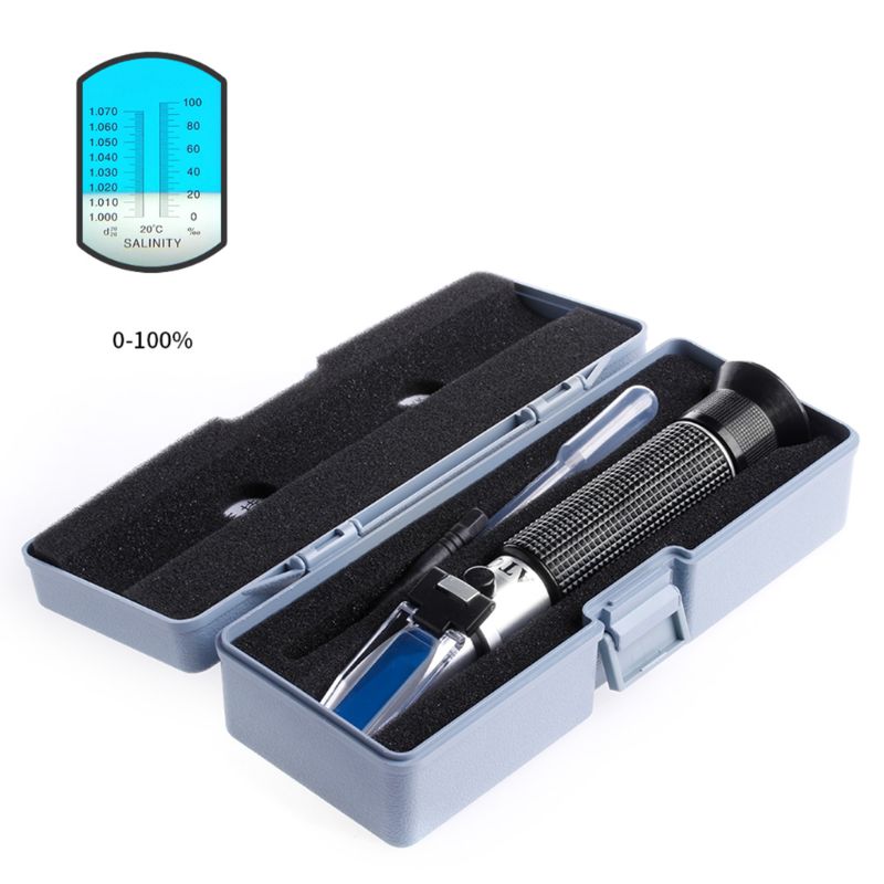 Hot Salinity Salt Refractometer Aluminum for Aquarium and Seawater Monitoring 0%-10% and 1.0 to 1.070 S.G