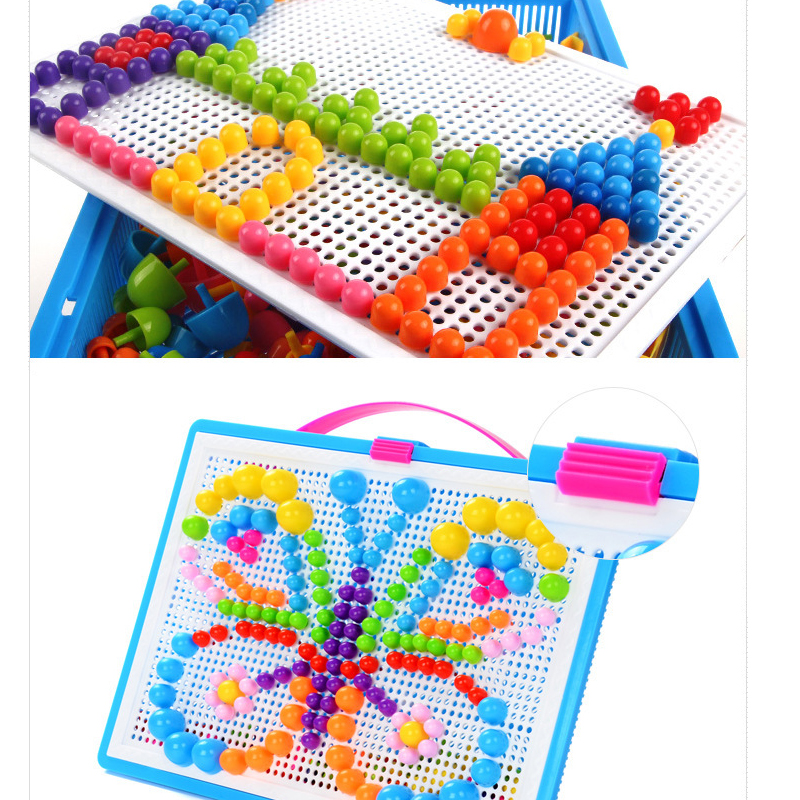 Children's DIY Construction Beads Toys Mushroom Granules Inserted Into Blocks Toys Pixel Art Kid's Constructor Beads Blocks Toys