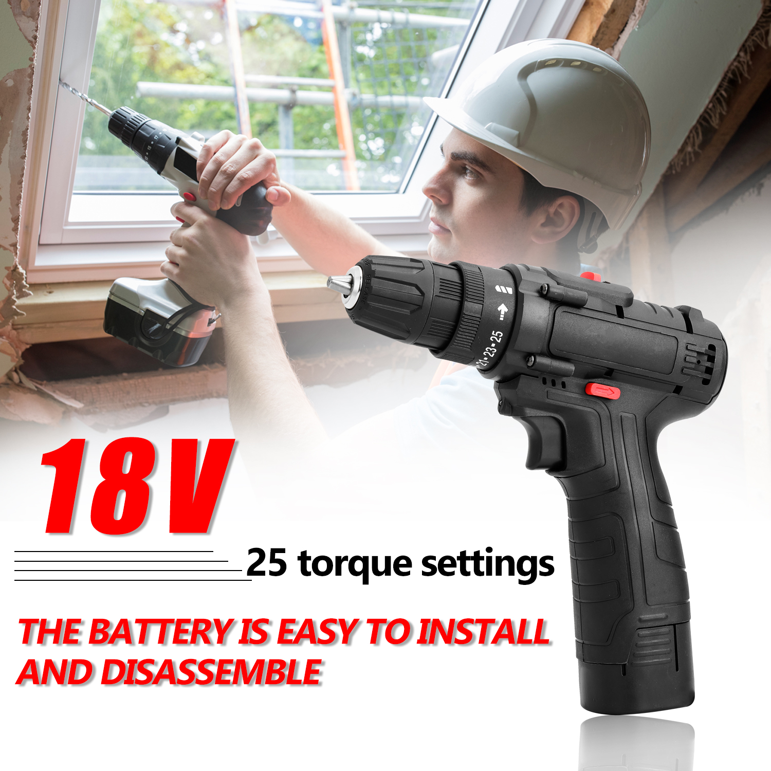 18V Multifunctional Cordless Electric Screwdriver Electric Cordless Drill Power Tools Wireless Rechargeable Hand Drills DIY