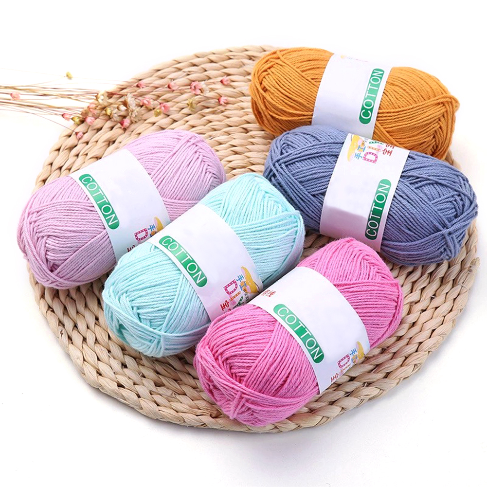 50g Comfortable Knitting Yarn Scarf Hat Crochet Pure Color Baby Milk Cotton Yarn for Household Knitting Making Supply