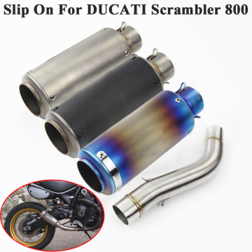 Slip On For DUCATI Scrambler 800 797 821 Motorcycle GP Exhaust Escape Modified Middle Tube Link Pipe Muffler Carbon Fiber 51mm