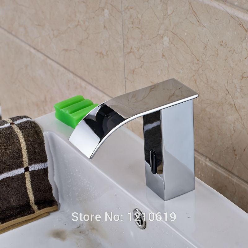 Uythner Newly Waterfall Automatic Sensor Basin Faucet Chrome Plate Bathroom Touchless Sink Faucet Single Cold Water Tap