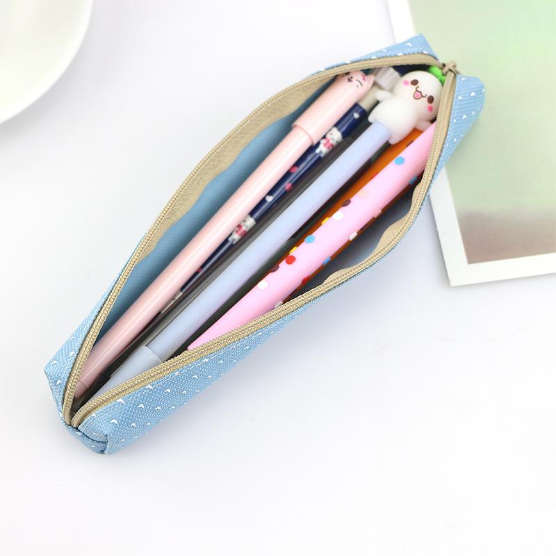 Canvas Geometric Pencil Bag Case School Simple Striped Grid Solid Color Cute Pencil Bag Case Pouch Office Students Kids Supplies