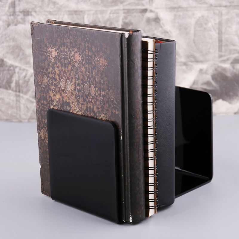 2Pcs Black Acrylic Bookends L-shaped Desk Organizer Desktop Book Holder School Stationery Office Accessories Dropshipping