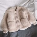 Winter Children Wool Blend Fur Thick Warm Outerwear for Girls Autumn Loose Cashmere Wool Coat Solid Coat Girls Jackets