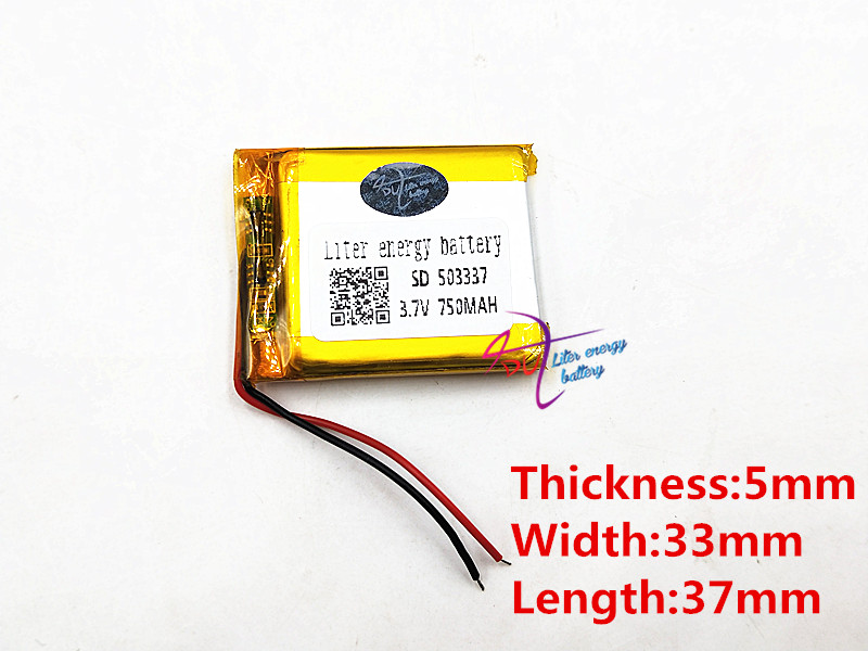 3.7V 750mAh [503337] Liter energy battery Polymer lithium ion / Li-ion battery for mp3 mp4 smart watch speaker POWER BANK