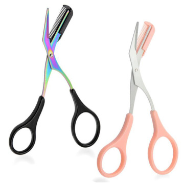 NEW 1pcs Eyebrow Trimmer Scissors Comb Eyelash Hair Scissors Clips Shaping Eyebrow Razor Grooming wenk brauw trimmer 7 Color